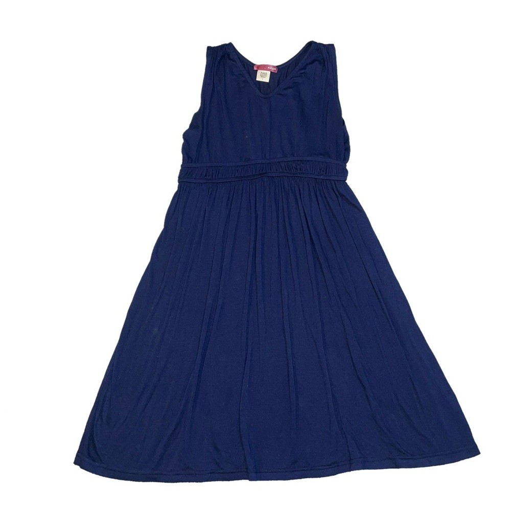 Aqua dress sleeveless navy Large v neck